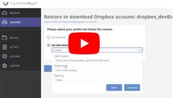 Dropbox Point-in-time Dropbox Restore | CloudAlly
