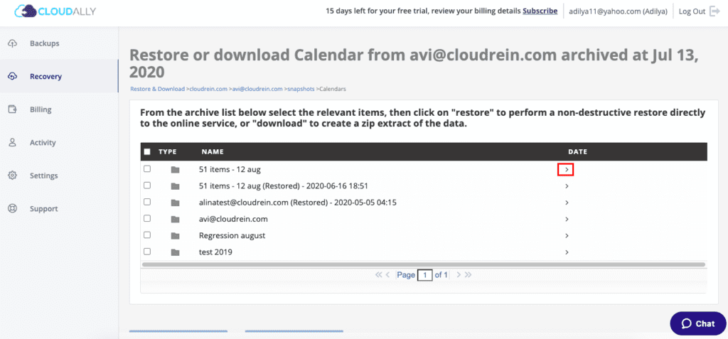 Backup and Restore Google Calendar Events: Point-in-time