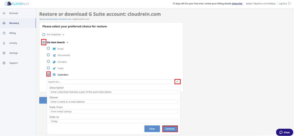 Backup and Restore Google Calendar Events: Granular Level