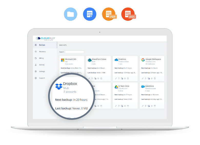 DropBox dashboard | CloudAlly