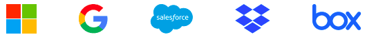 Microsoft, Google, Salesforce, Dropbox, box logo | CloudAlly