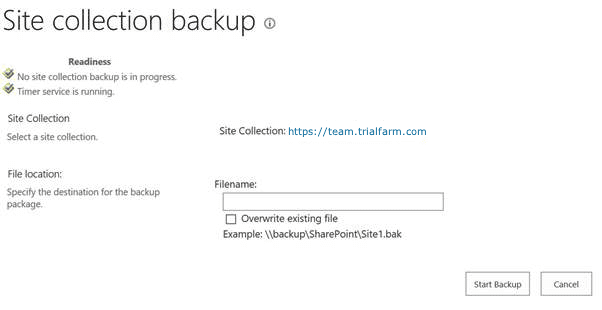backup and restore sharepoint sites - central administration